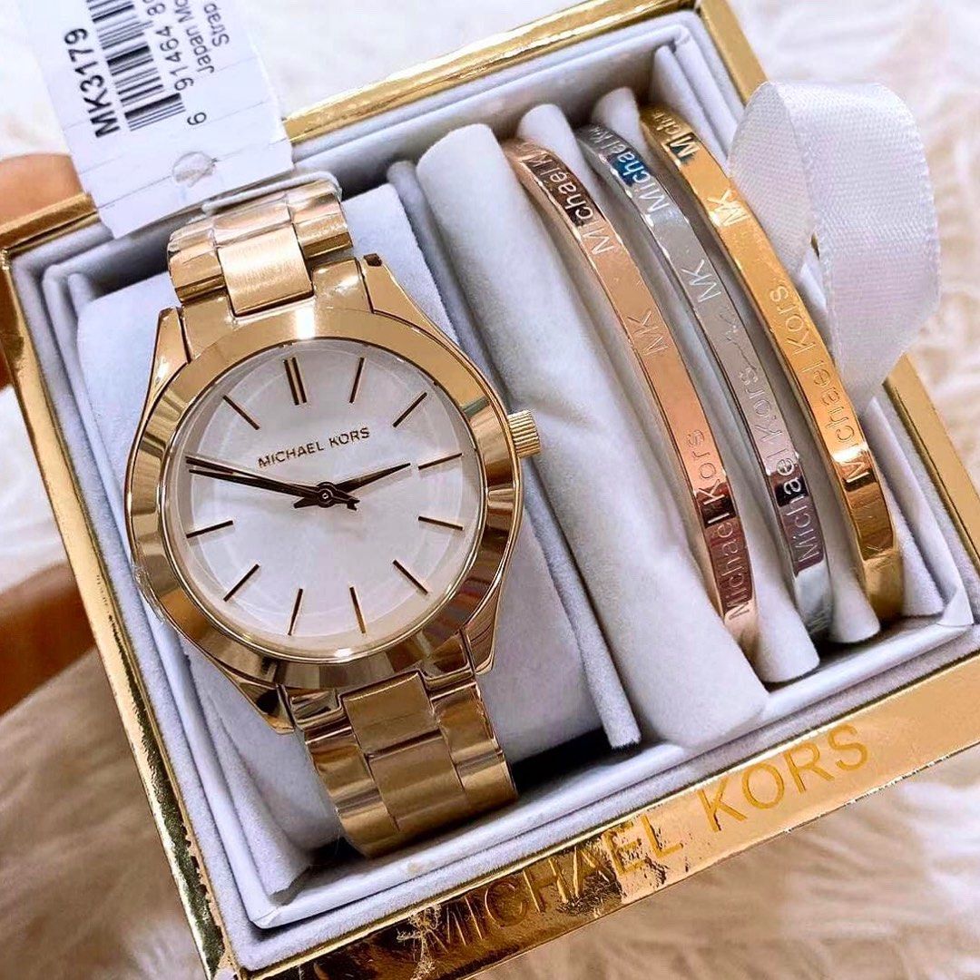 Mk watch with shop bangles