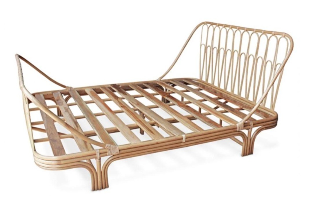 Natural rattan bed frame, Furniture & Home Living, Furniture, Bed