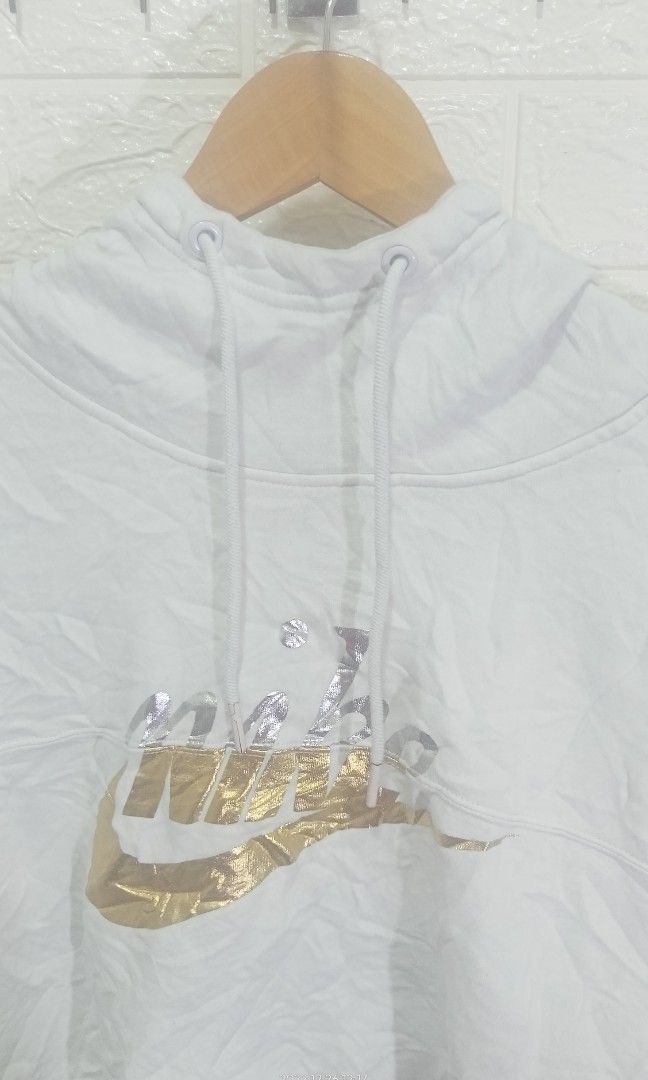Nike Silver and gold Loose Fit white hoodie jacket
