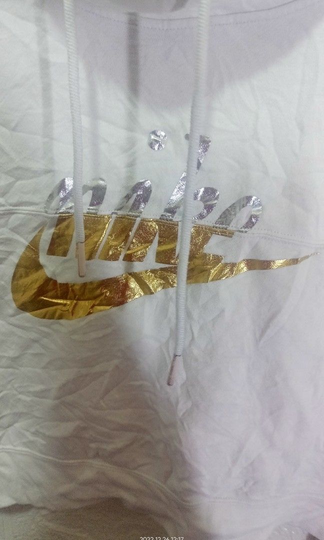 Nike Silver and gold Loose Fit white hoodie jacket