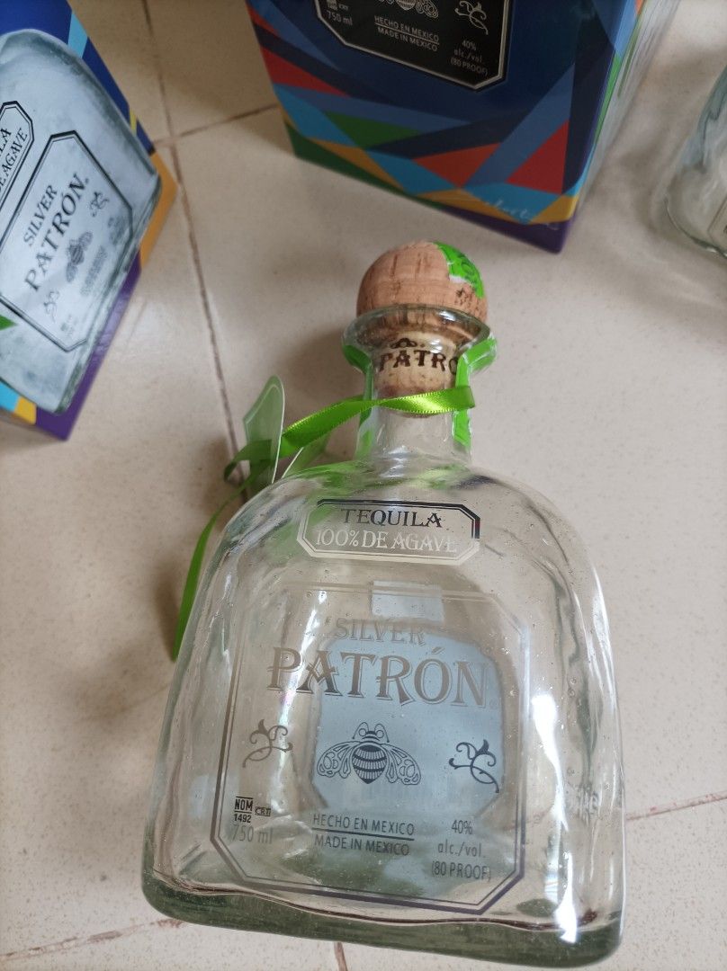 Patron Tequila empty bottle, Food & Drinks, Beverages on Carousell
