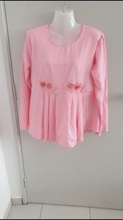 Pink light blouse flower plain