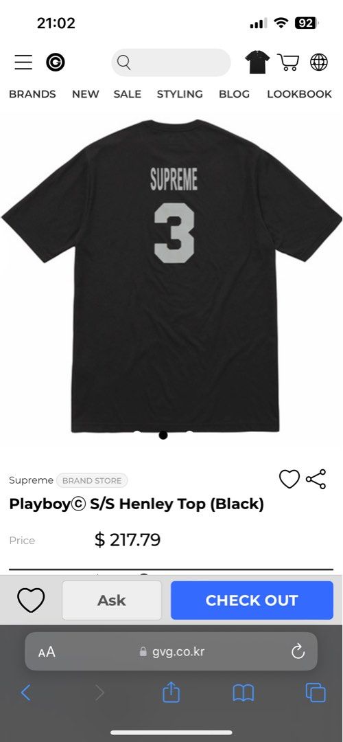 Supreme×PLAYBOY S/S Henley TOP /