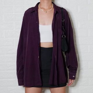 Plum oversized buttondown longsleeves