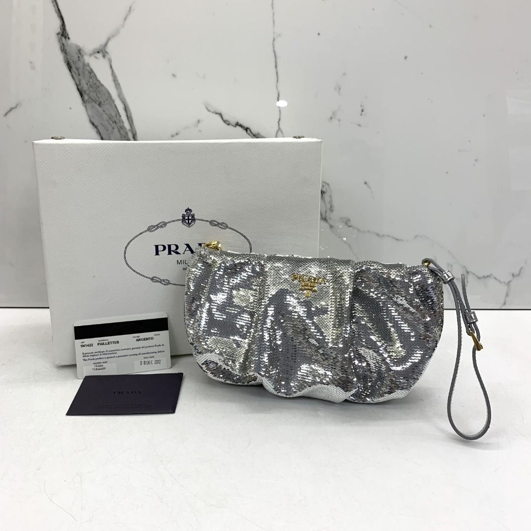 Prada silver top clutch