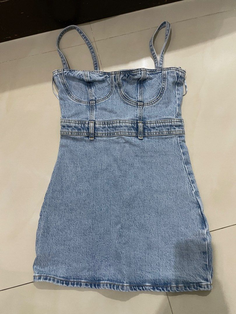 Pull and bear denim dress sales