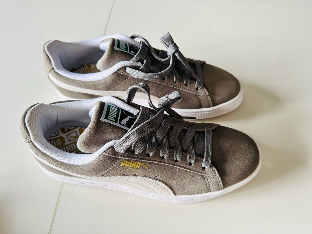 Puma gray suede shoes hot sale