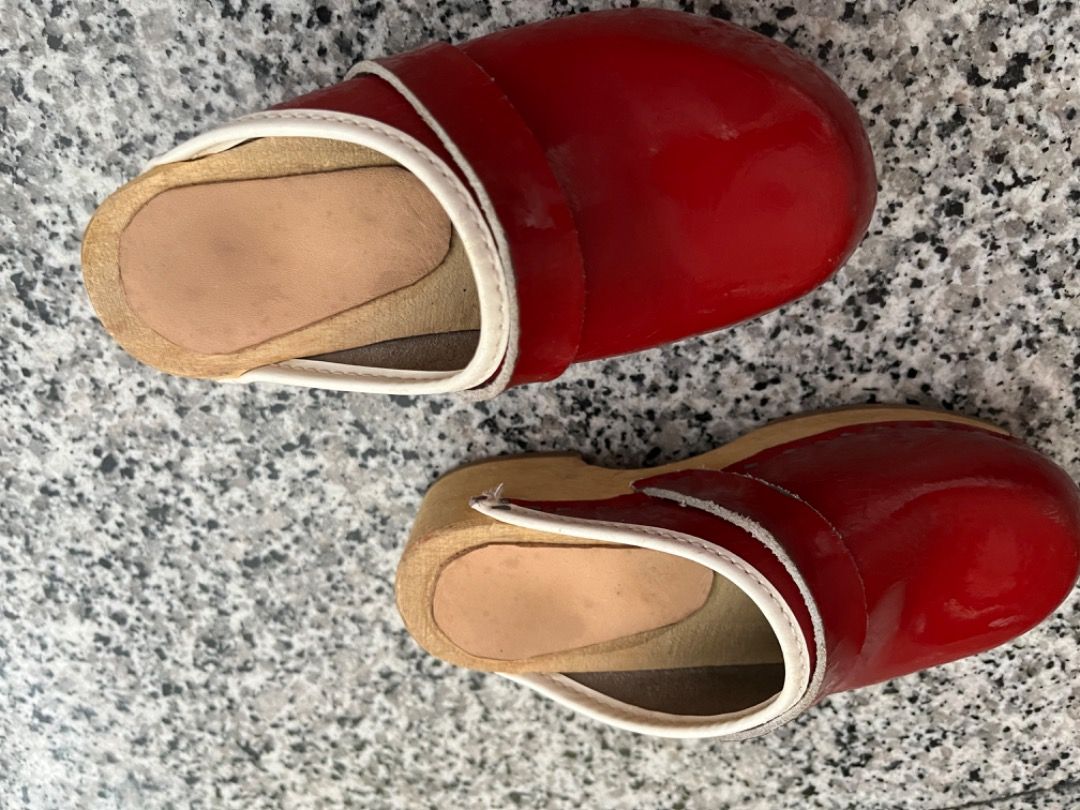 Red leather clogs from Amsterdam