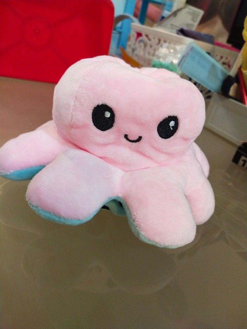 reversible octopus plush blue and pink