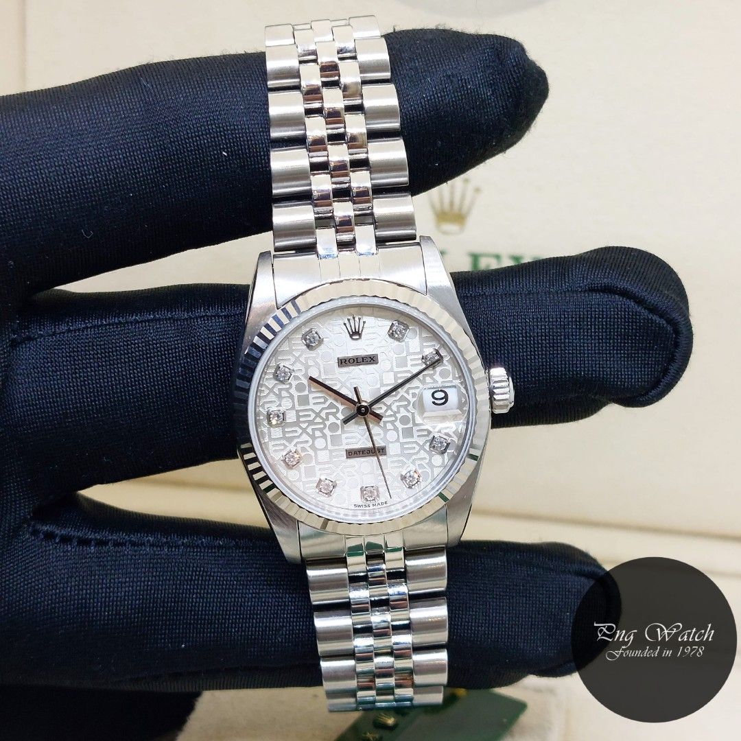 Rolex 31mm Fluted Bezel Stainless Steel Casing Silver Jubilee Big