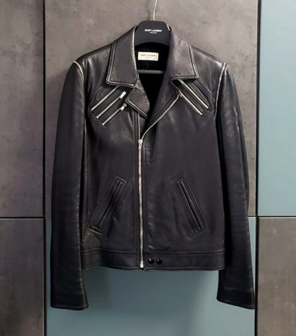 Saint laurent multi best sale zip leather jacket