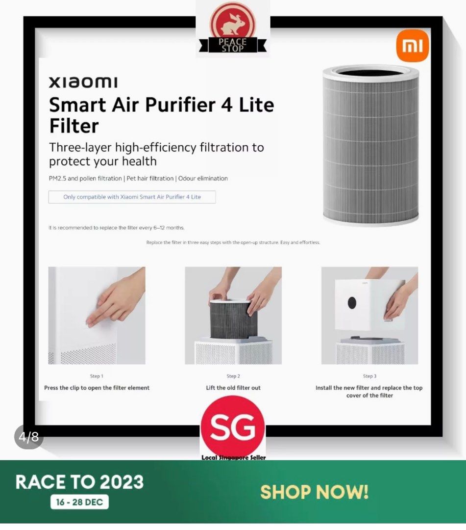 Smart Air Purifier 4 Lite Filter Xiaomi, TV & Home Appliances, Air Purifiers & Dehumidifiers on