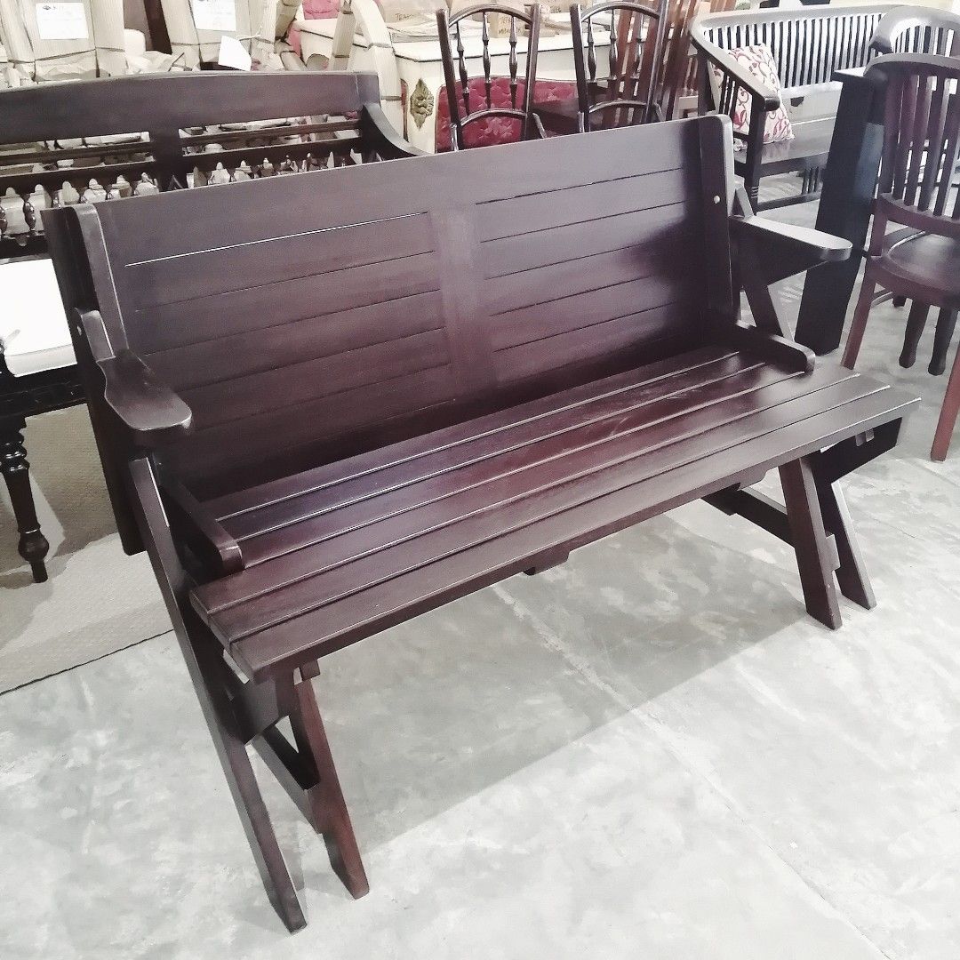 Solid Teak Wooden Magic Foldable Picnic Bench and Table, Furniture ...