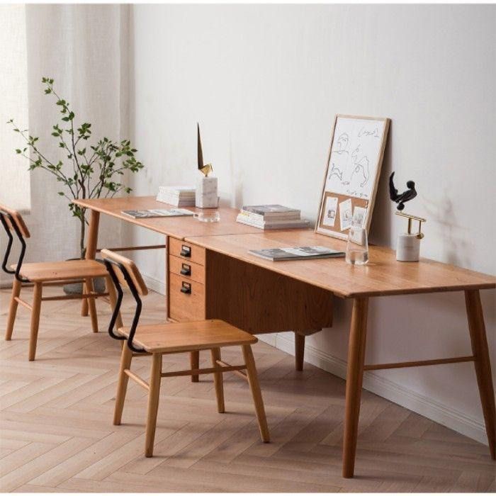 Solid Wood study table for 2 (with drawers), Furniture & Home Living