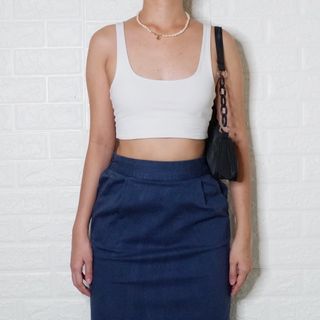 Style By SSunny space blue denim midi skirt