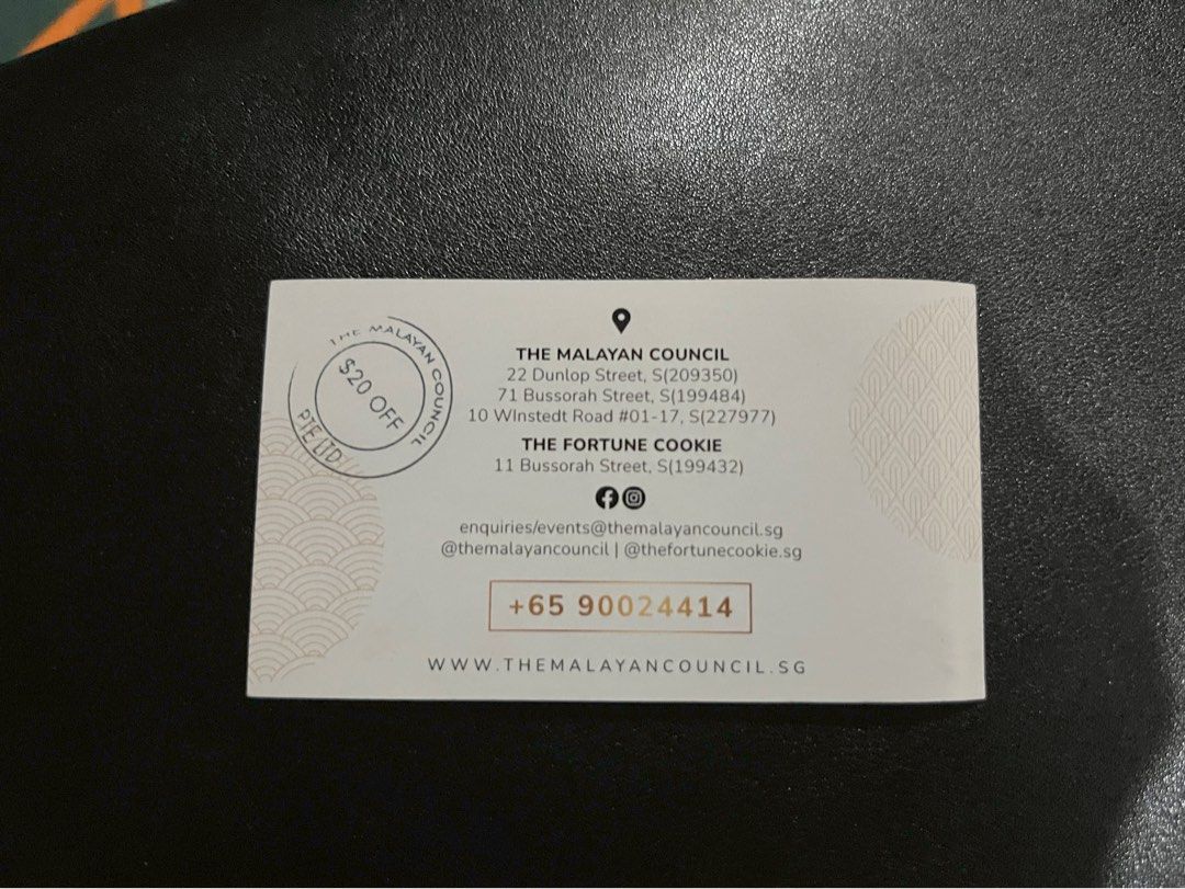 The Malayan Council 20 Voucher, Tickets & Vouchers, Vouchers on Carousell