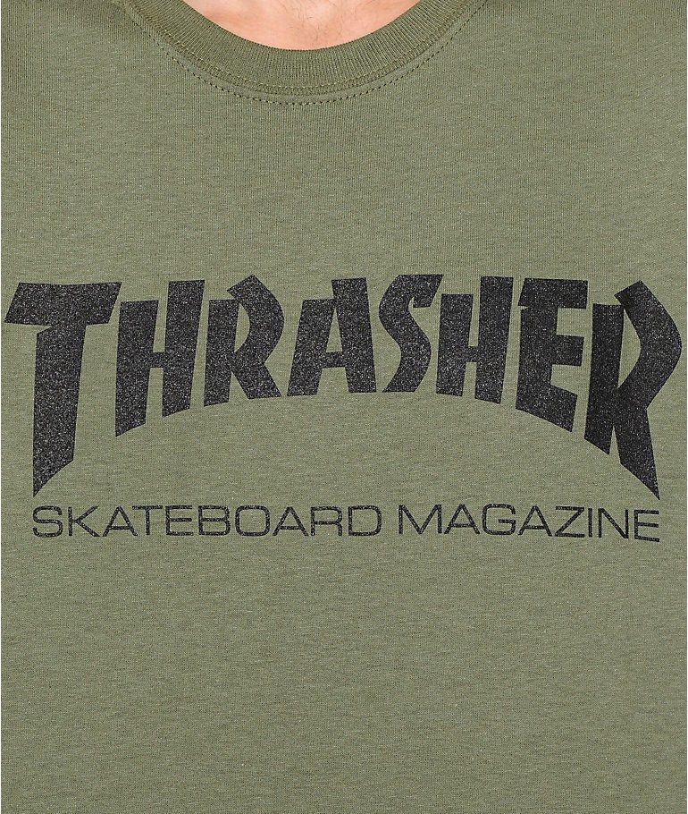 Army green thrasher shirt top