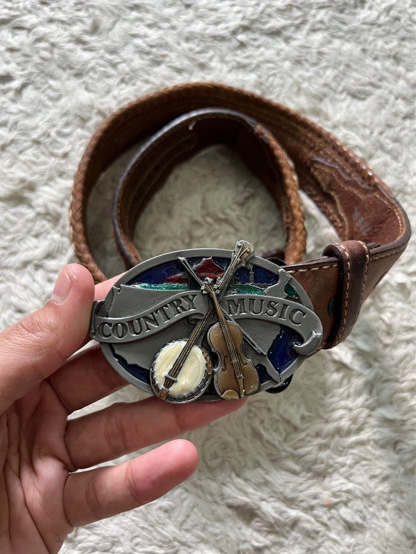Vintage Tony Lama Leather Belt with Heart Buckle