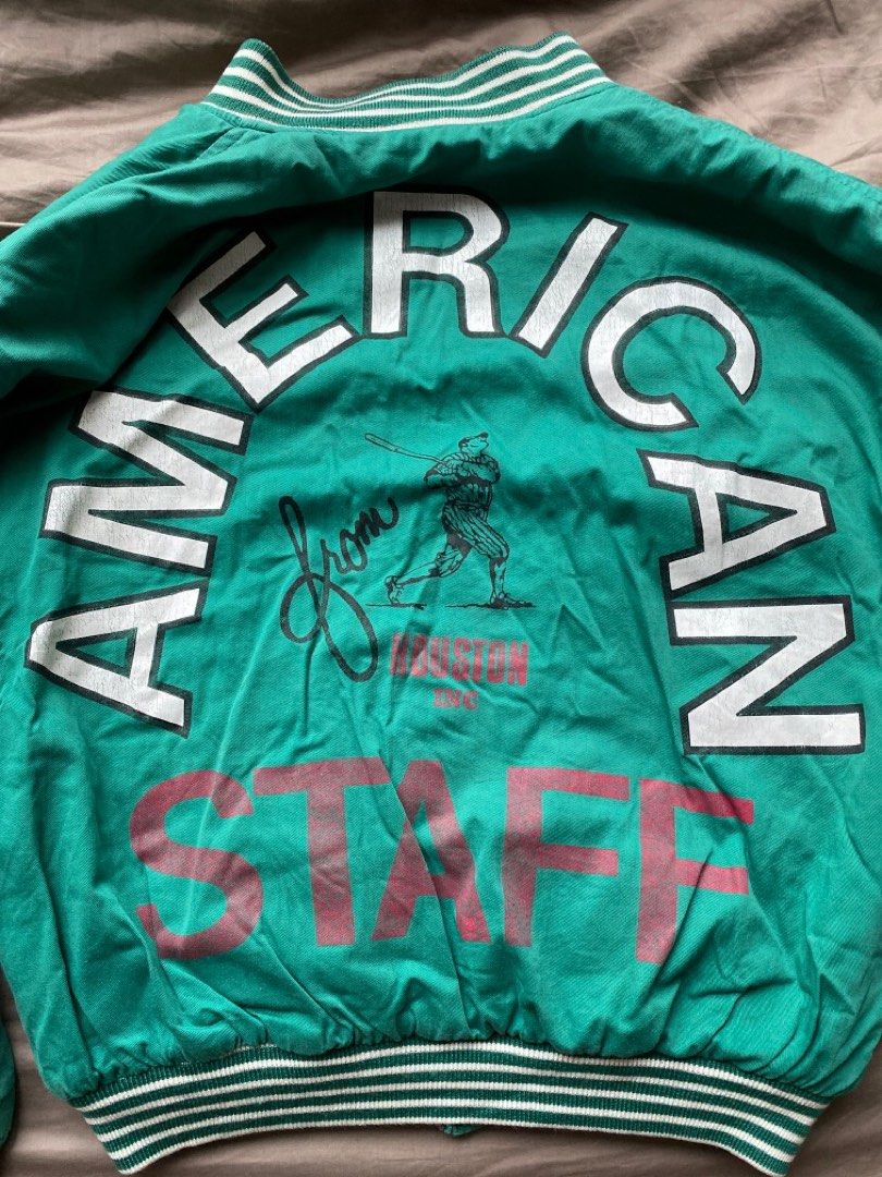 Vintage Baseball Jacket Houston American Staff, Men's Fashion, Coats