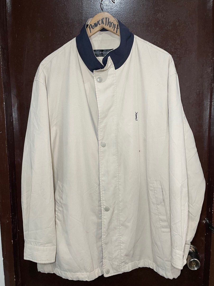 Vintage YSL Cream Harrington Jacket, Men's Fashion, Coats, Jackets and ...