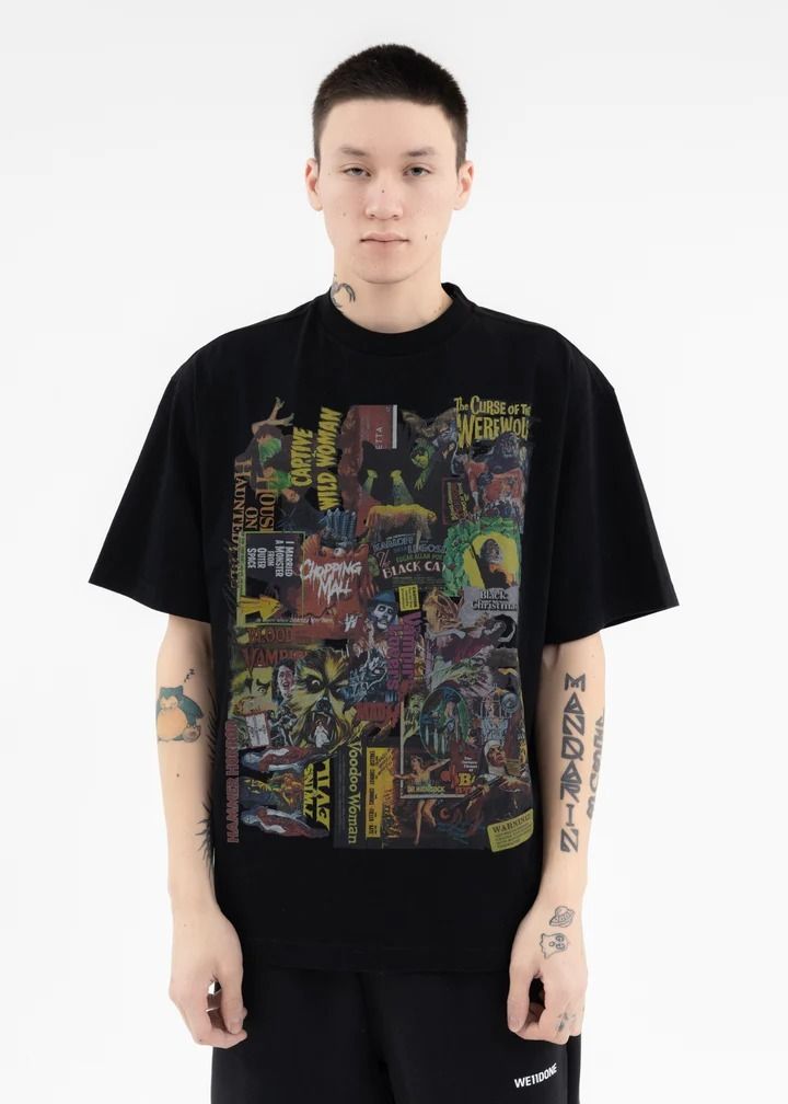 We11done FW22 Horror Collage Tee - Black [XS-L]