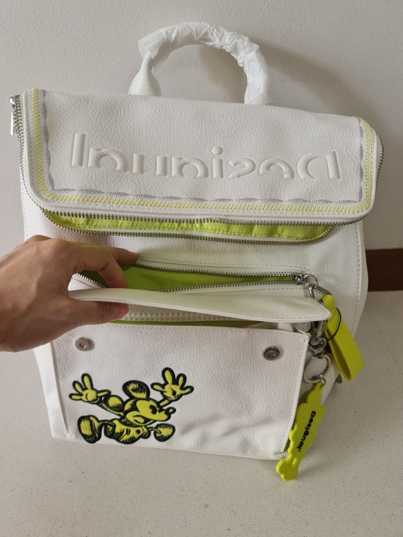 Authentic Desigual White Computer Bag Mickey Mouse