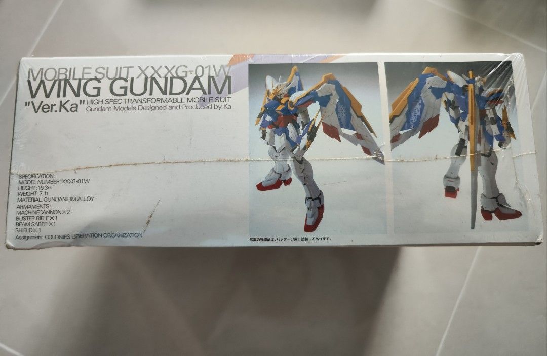 Wing Gundam ver.ka (MG) (Category: Gundam Model Kits) located in Singapore. Submitted by greeniiee (Listing ID 1205460470, Image 2). Description: - Brand new sealed master grade gundam kit for sale. Box abit dented. (refer photos) - Need to sell as moved to a smaller place with space constraints to display them. - Self-collection only..