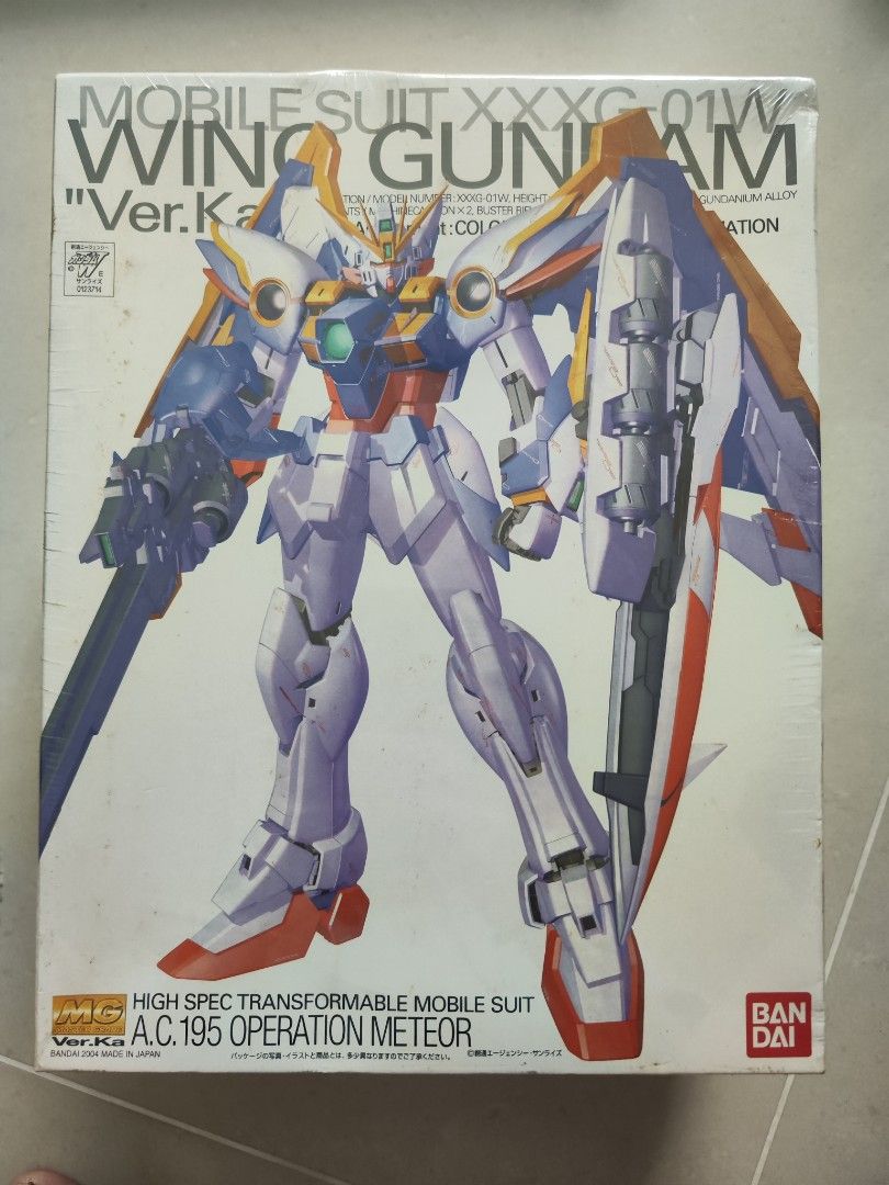 Wing Gundam ver.ka (MG) (Category: Gundam Model Kits) located in Singapore. Submitted by greeniiee (Listing ID 1205460470, Image 1). Description: - Brand new sealed master grade gundam kit for sale. Box abit dented. (refer photos) - Need to sell as moved to a smaller place with space constraints to display them. - Self-collection only..