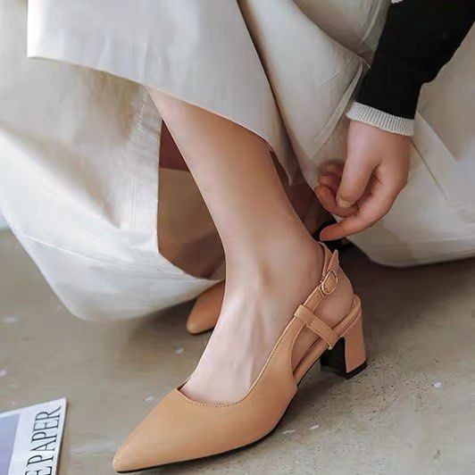 Fashion Satin Women Low Heels Shoes Female Sandals Square Toe