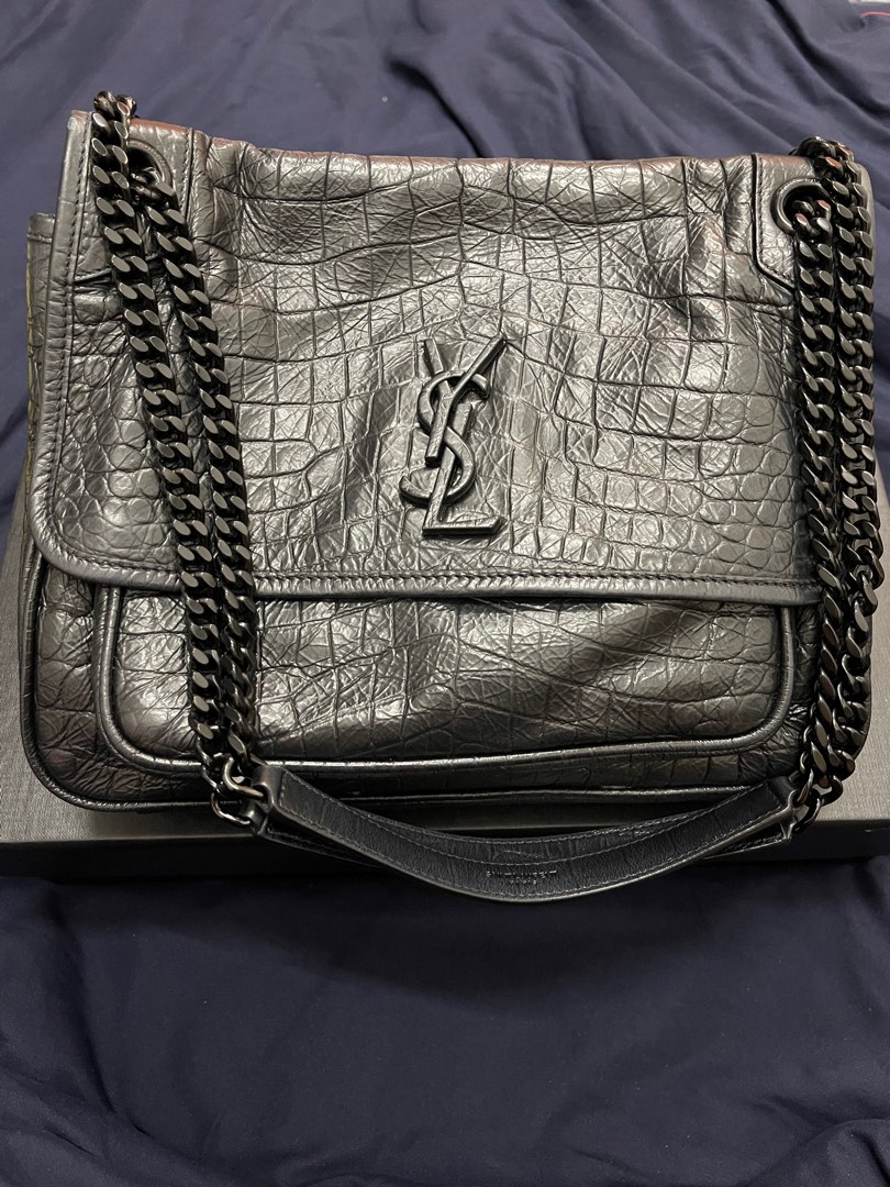 YSL NIKI MEDIUM CHAIN BAG IN CROCODILE EMBOSSED LEATHER Luxury