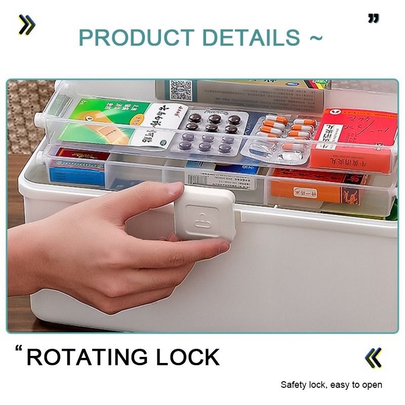 3tiers First Aid Box Tool Box Pill Case Storage Box Plastic Family ...