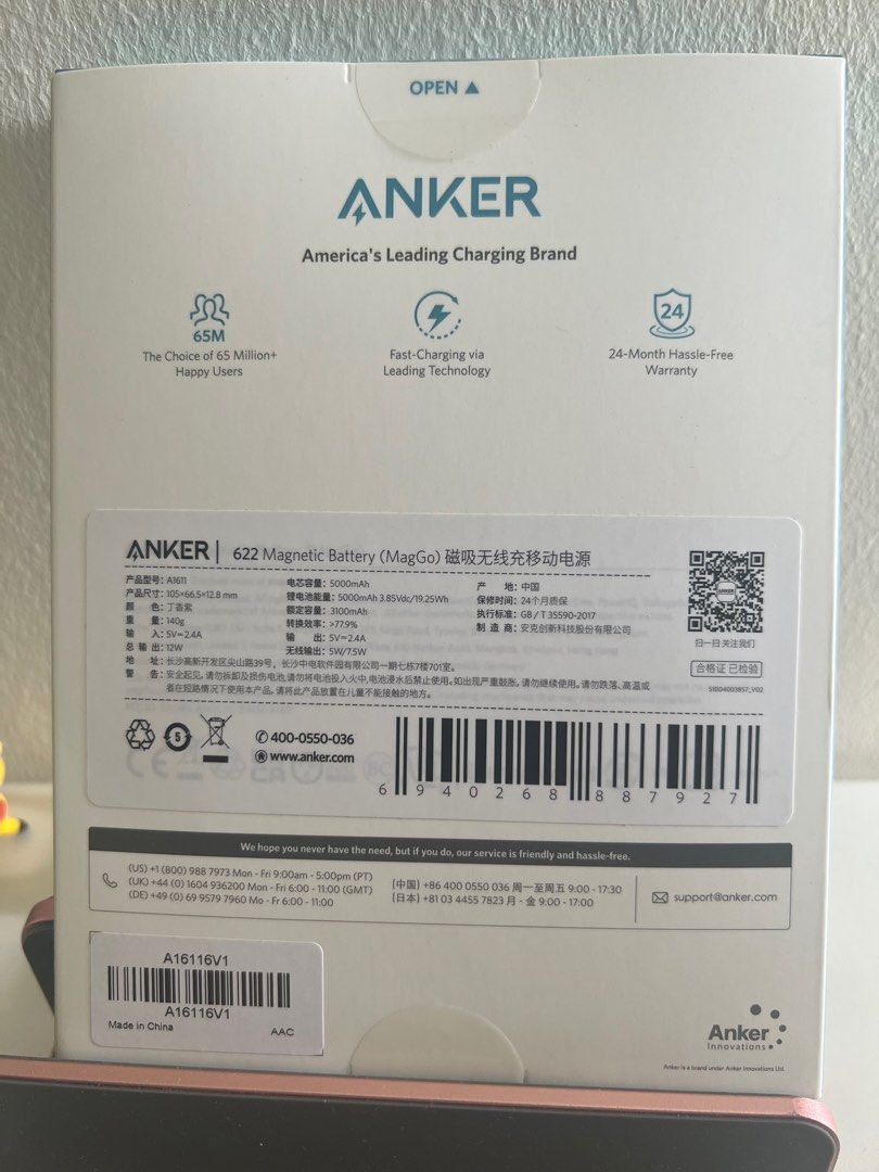 Anker Mag Go Maggo 622 5000maH Magsafe powerbank Lavender, Mobile