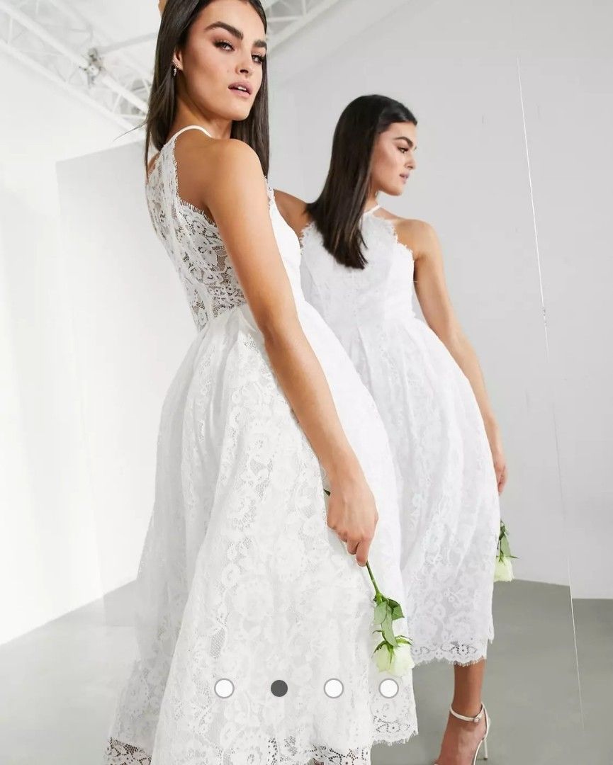 ASOS EDITION Valerie lace halter neck midi wedding dress Women s