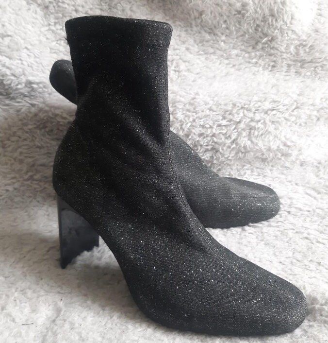 BERSHKA BOOTS GLITTER WITH HEELS BLACK hitam SALE FROM 600rb