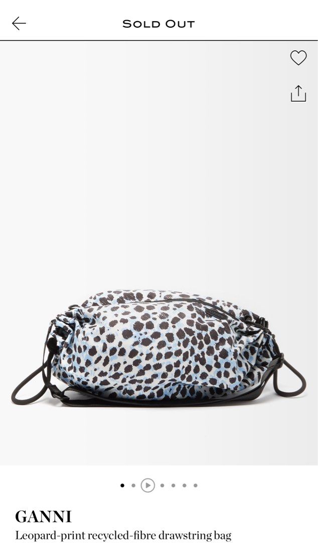 BNWT GANNI Nylon Drawstring Shoulder Bag in Leopard print Women s