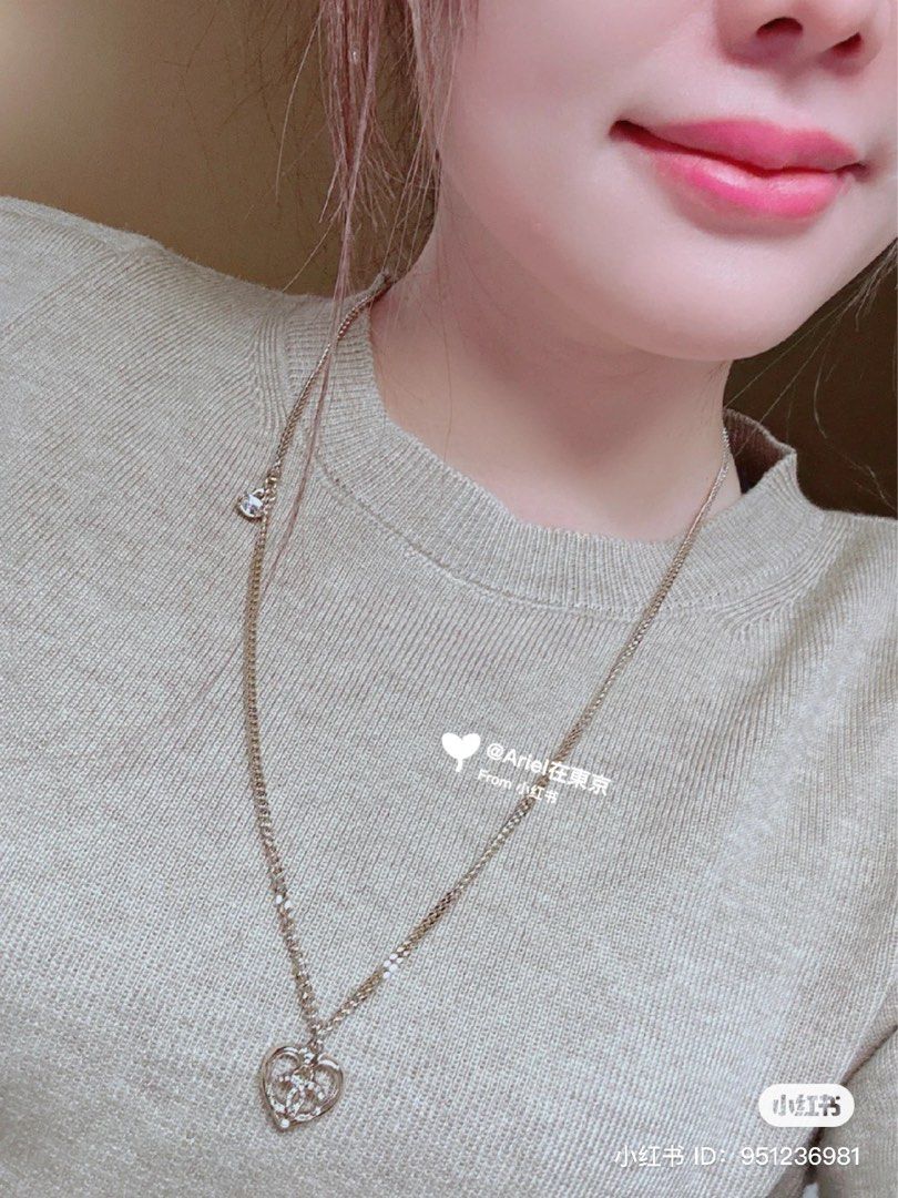 chanel heart charm necklace