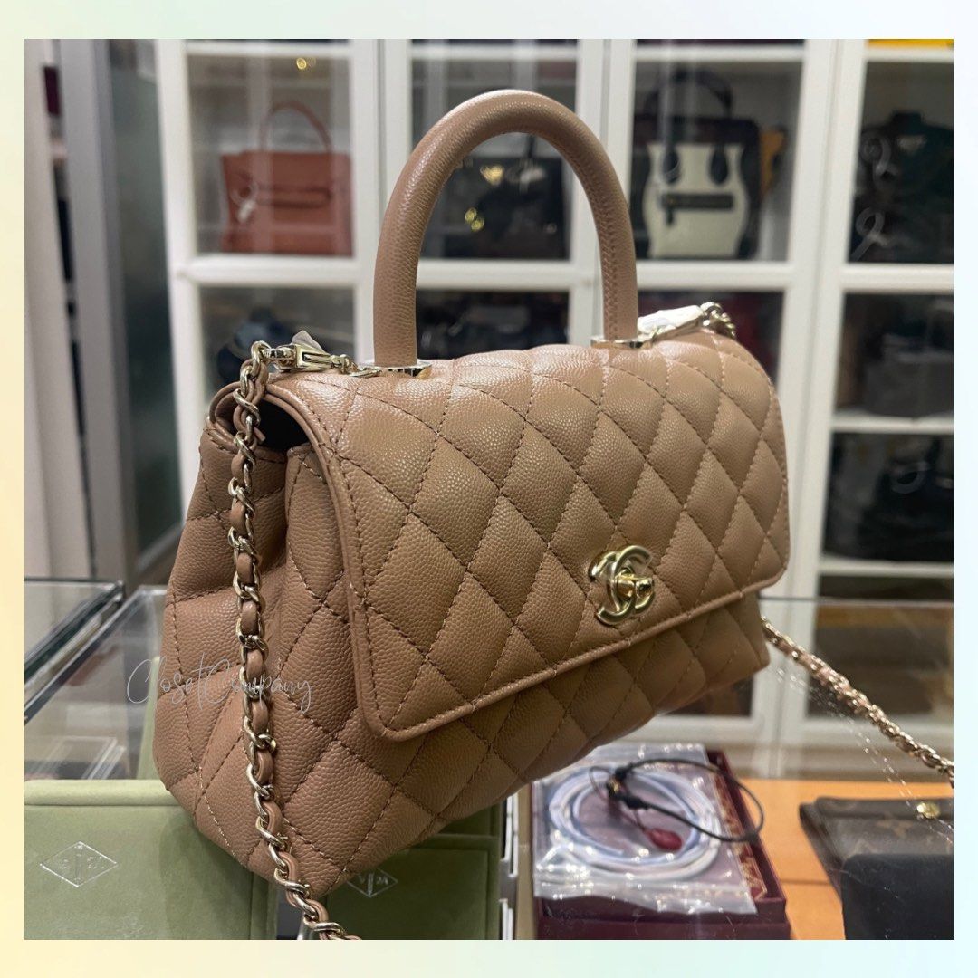 Brand New Chanel Coco Handle Small 22K Dark Beige Caviar & Light Gold  Hardware (Microchip), Luxury, Bags & Wallets on Carousell