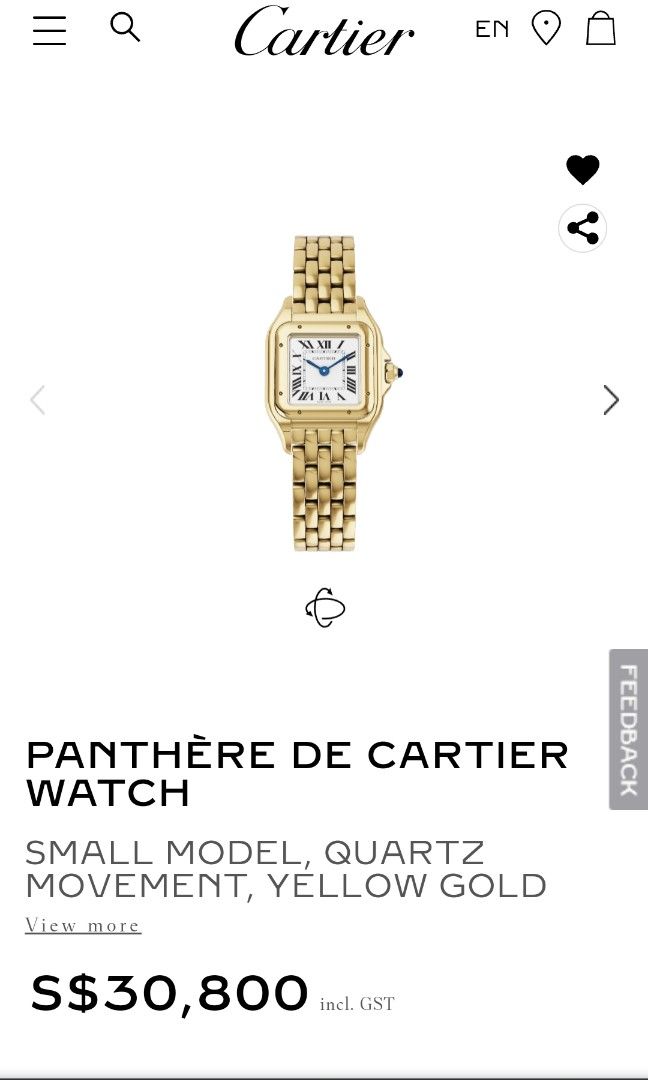 Cartier panthere cheap yellow gold