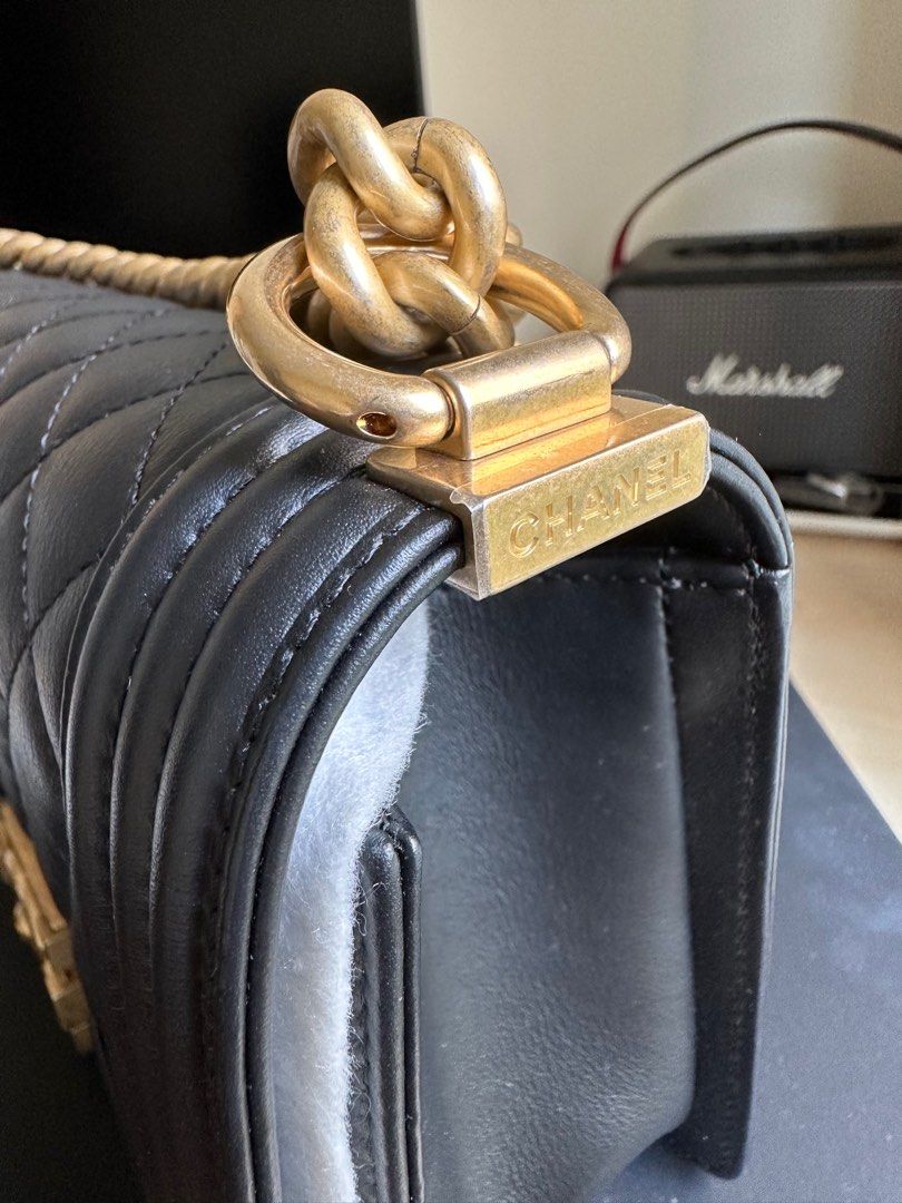 Chanel Boy Gold Hardware Medium, Luxury, Bags & Wallets on Carousell