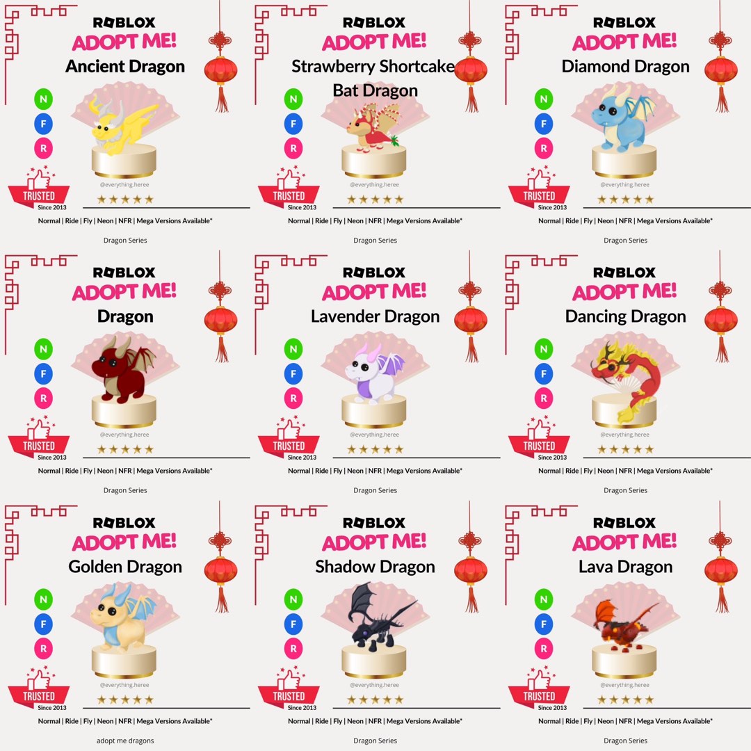 CHEAP ADOPT ME ROBLOX DRAGONS COLLECTION ( Ancient dragon, Strawberry