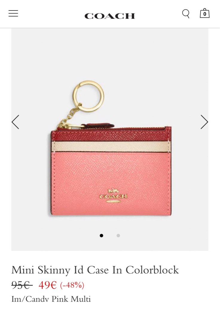 Coach Skinny ID Case / Card Holder in Pink Colour Block, Women's Fashion,  Bags & Wallets, Wallets & Card Holders on Carousell