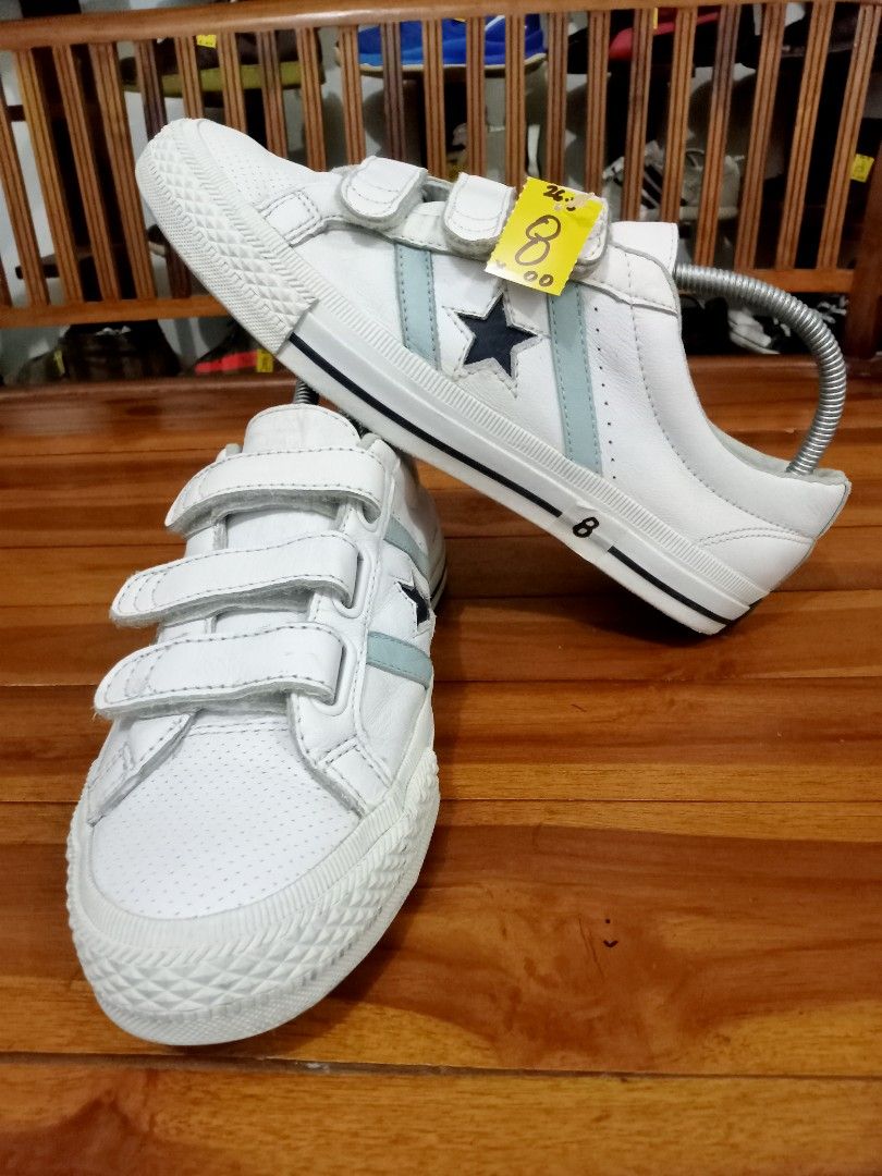 White leather velcro converse cheap