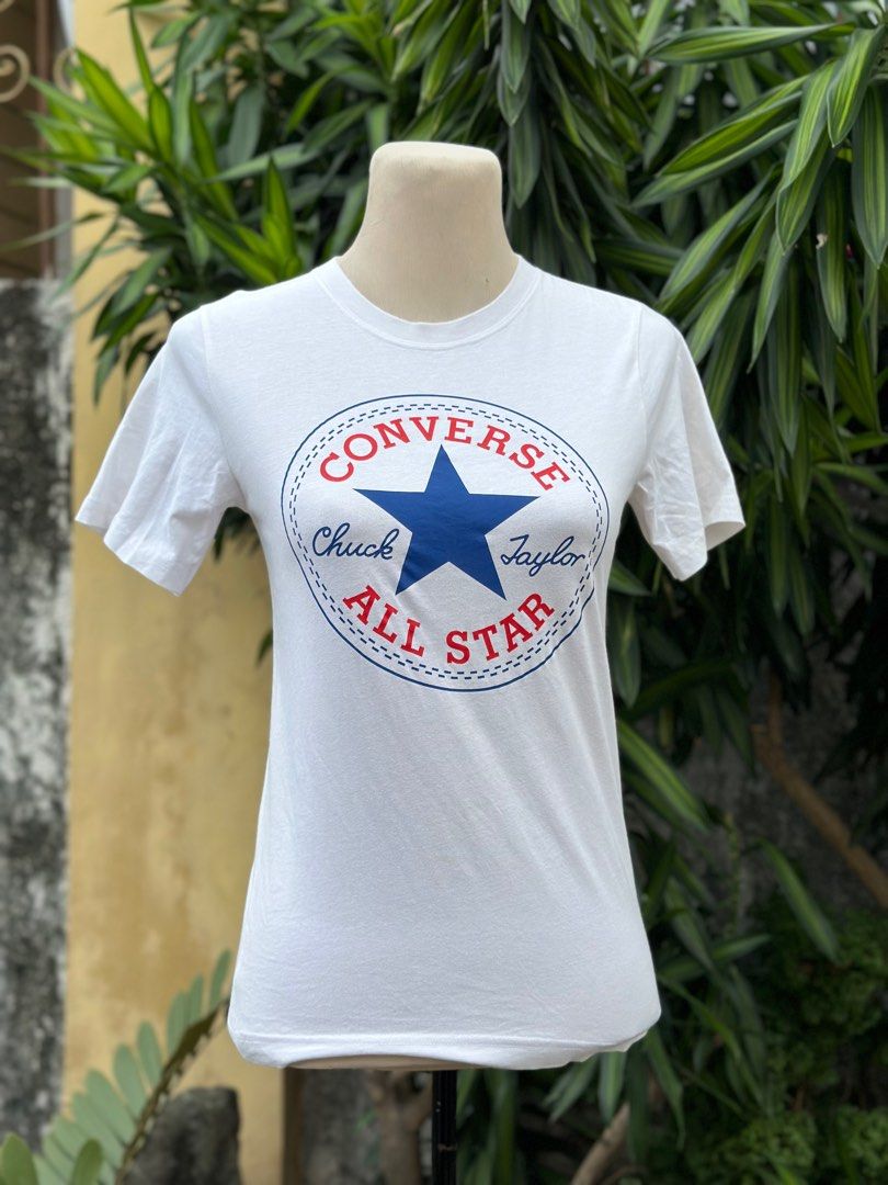 Converse white shirt Women s Fashion Tops Shirts on Carousell