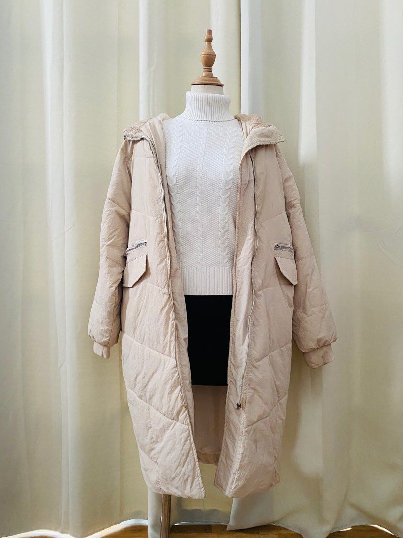 Cream Puffer Coat (check description for flaws), Women's Fashion, Coats, Jackets and Outerwear