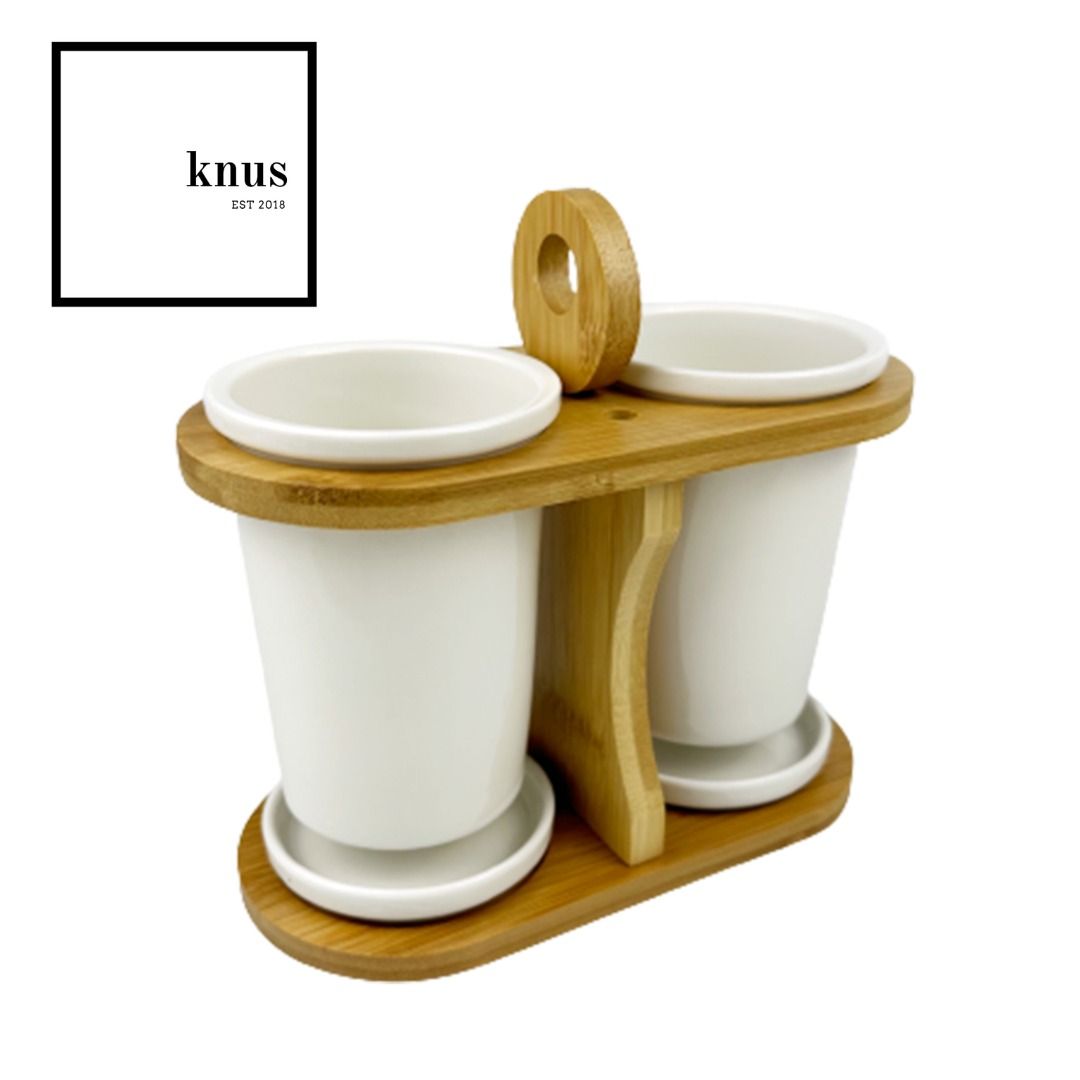Cutlery Holder Ceramic Bamboo Rack Caddy spoon fork knife tableware utensil storage display (Category: Dinnerware & Cutlery) located in Quezon City. Submitted by knusph (Listing ID 1205687657, Image 2). Description: ===CLEARANCE SALE !!! === New to our line of cutlery organization. This storage organizer provides a convenient and presentable way to keep your flatware together on the table. The two caddy vessels allow you to separate your forks an