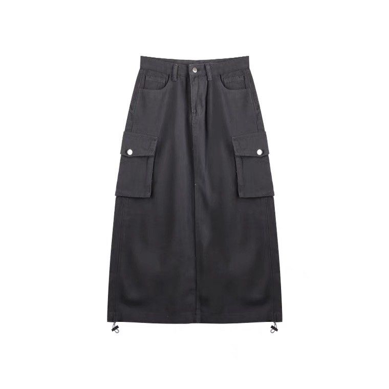 Dark Grey Cargo Midi Skirt Acubi, Women's Fashion, Bottoms, Skirts on ...