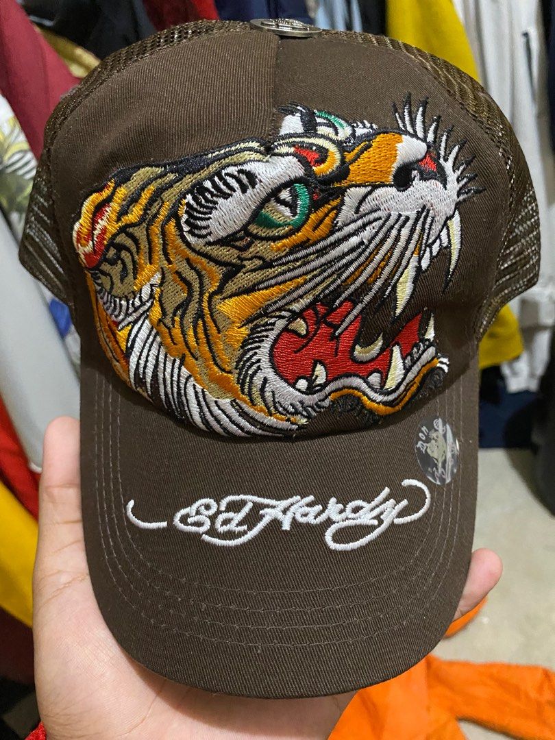 Ed Hardy Tiger Brown Trucker Hat