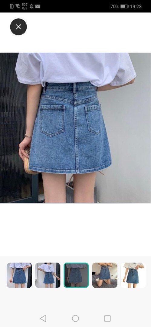 Elastic waist jean skirt hot sale