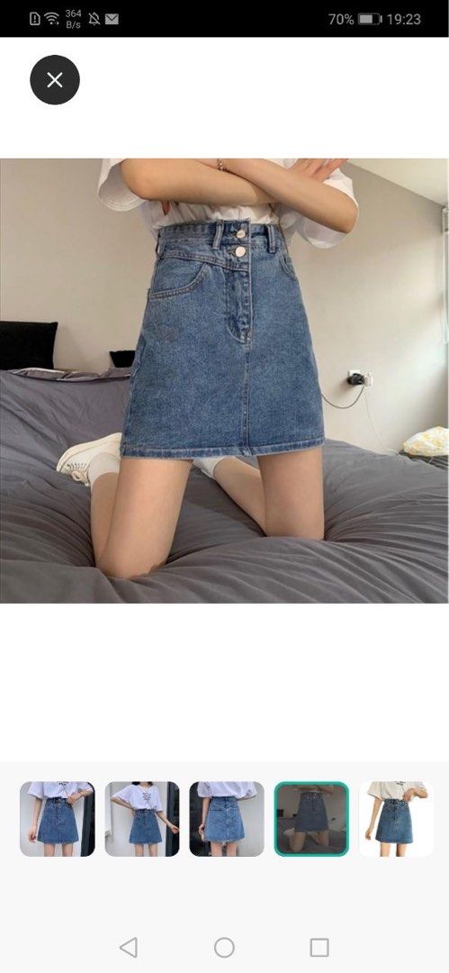 Elastic waist denim skirt short outlet