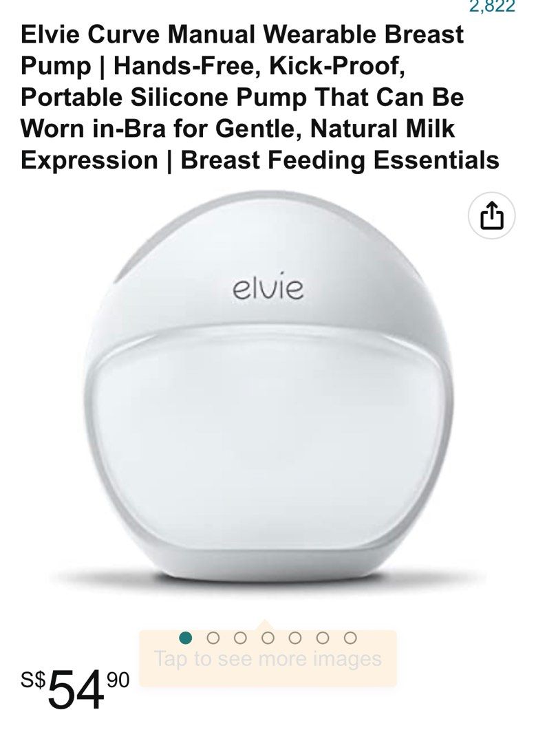 Elvie Curve Manual Wearable Breast Pump | Hands-Free, Kick-Proof, Portable  Silicone Pump That Can Be Worn in-Bra for Gentle, Natural Milk Expression 